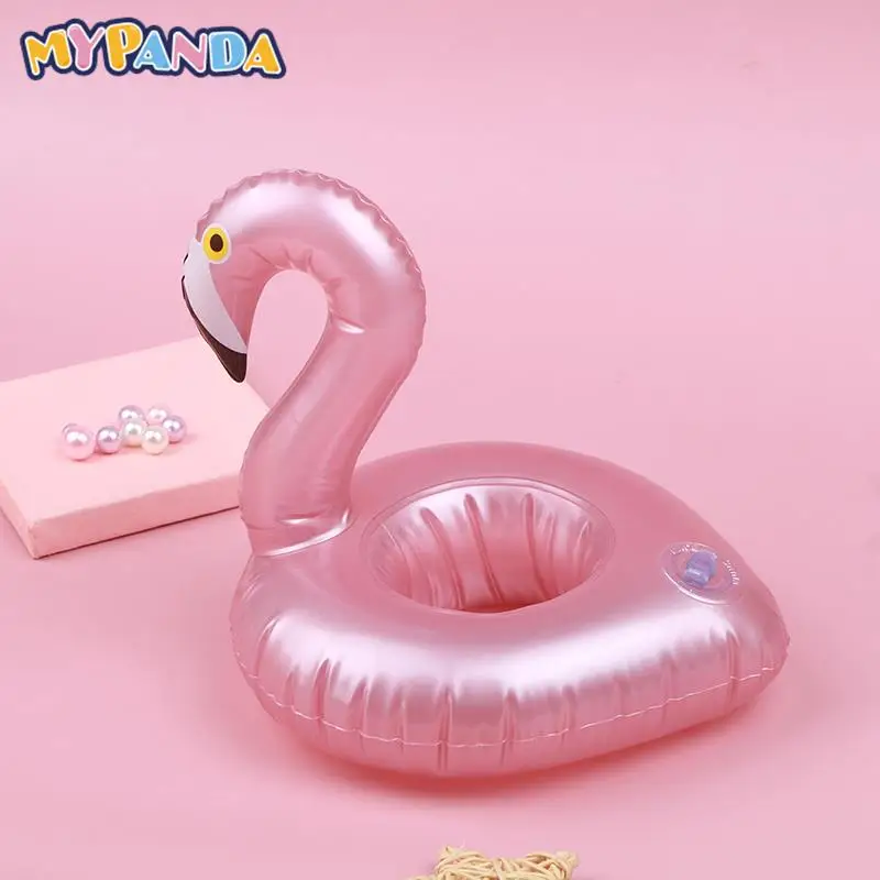 

1pc Mini Inflatable Flamingo Pool Float Toys Drink Float Cup Holder Party Toys Accessories Bar Coasters