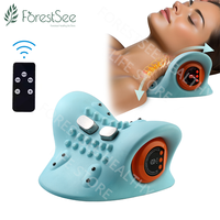 Remote control electric hot compress pulse neck massage relaxation traction device EMS cervical acupressure massage pillow