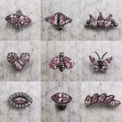 ASTM F136 Titanium Pink CZ Labret Stud Earring Jewelry Butterfly Lip Helix Cartilage Piercing Body Jewelry