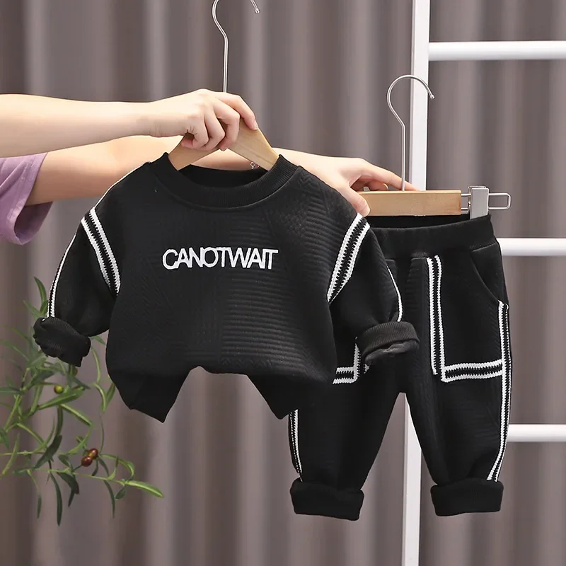 Spring Autumn Children Kids Boys Girls Clothes Cotton Strips Hoodies Pants 2Pcs/set Infant Kid Fashion Toddler Casual Tracksuit