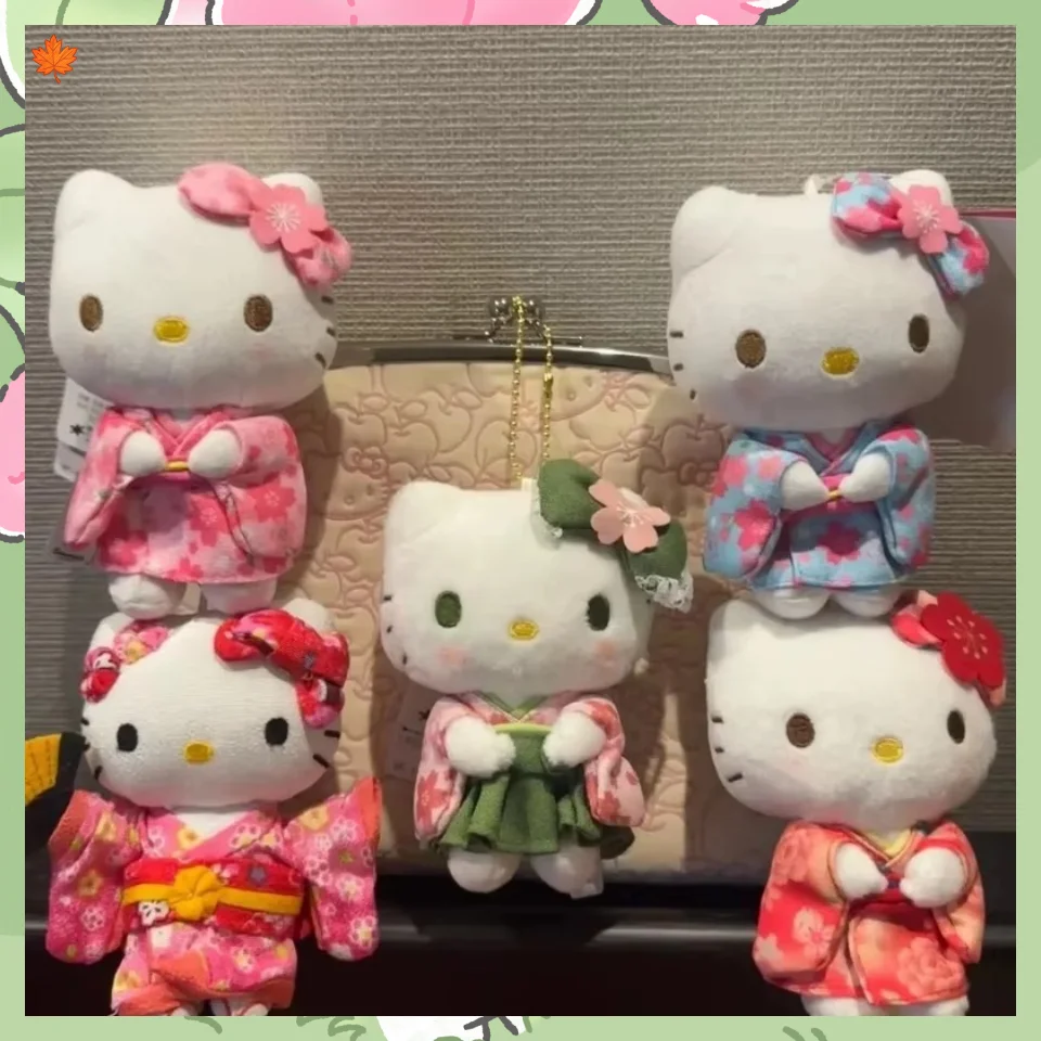 

Японское кимоно Cherry Blossom Hello Kitty, плюшевая кукла, модная игрушка, украшение для рюкзака, аксессуары, брелок для девочек, подарок-сюрприз