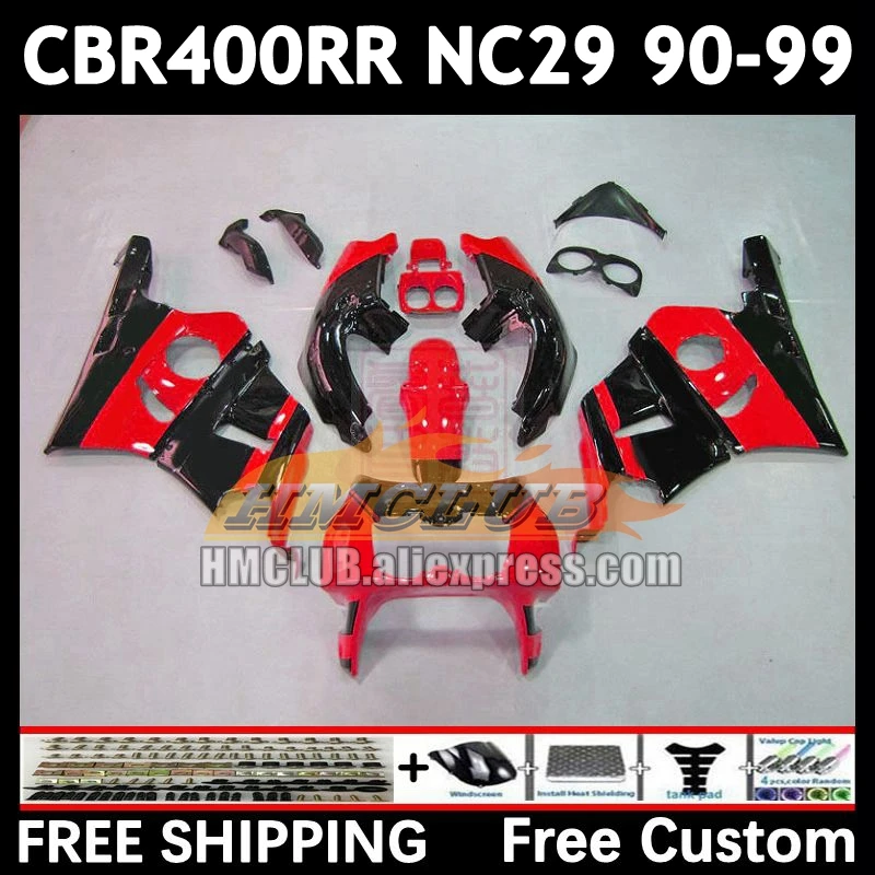 Bodywork For HONDA CBR400 CBR red black 400 RR 400RR 90 91 92 93 94 104No.91 CBR400RR NC29 1995 1996 1997 1998 1999 Fairings