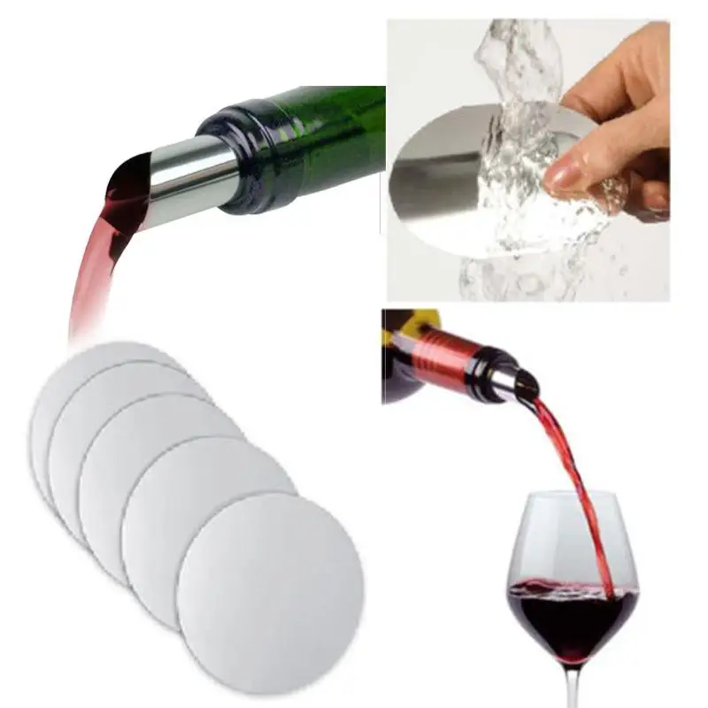 10/20Pcs Silver Wine Pourer Discs Aluminum Foil Wine Pourer Disc Foldable Drip-Proof Drop Drip Stop Pouring Pour Spout Pour.