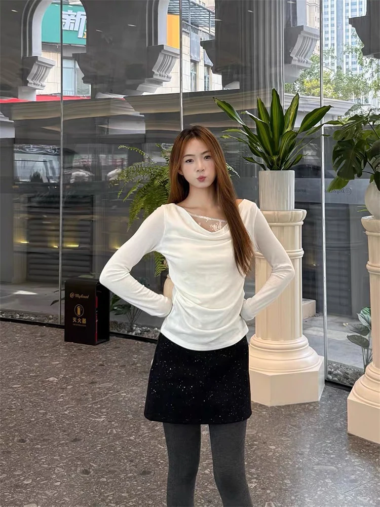 Elegant and stylish chiffon blouse with pleated long sleeves, 2026 spring new design, as an inner layer top garment