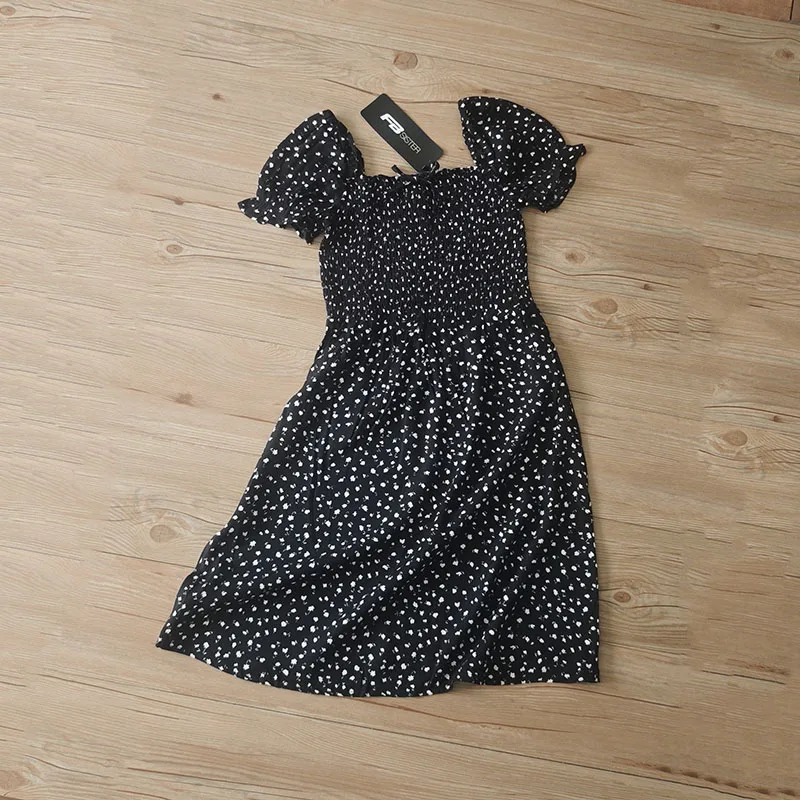 فستان صيفي بناتي من القطن مطبوع عليه زهور من FB Home Girl، ملابس صيفية للبنات، تنورة على شكل حرف A بأكمام منتفخة وخصر مرتفع، ...