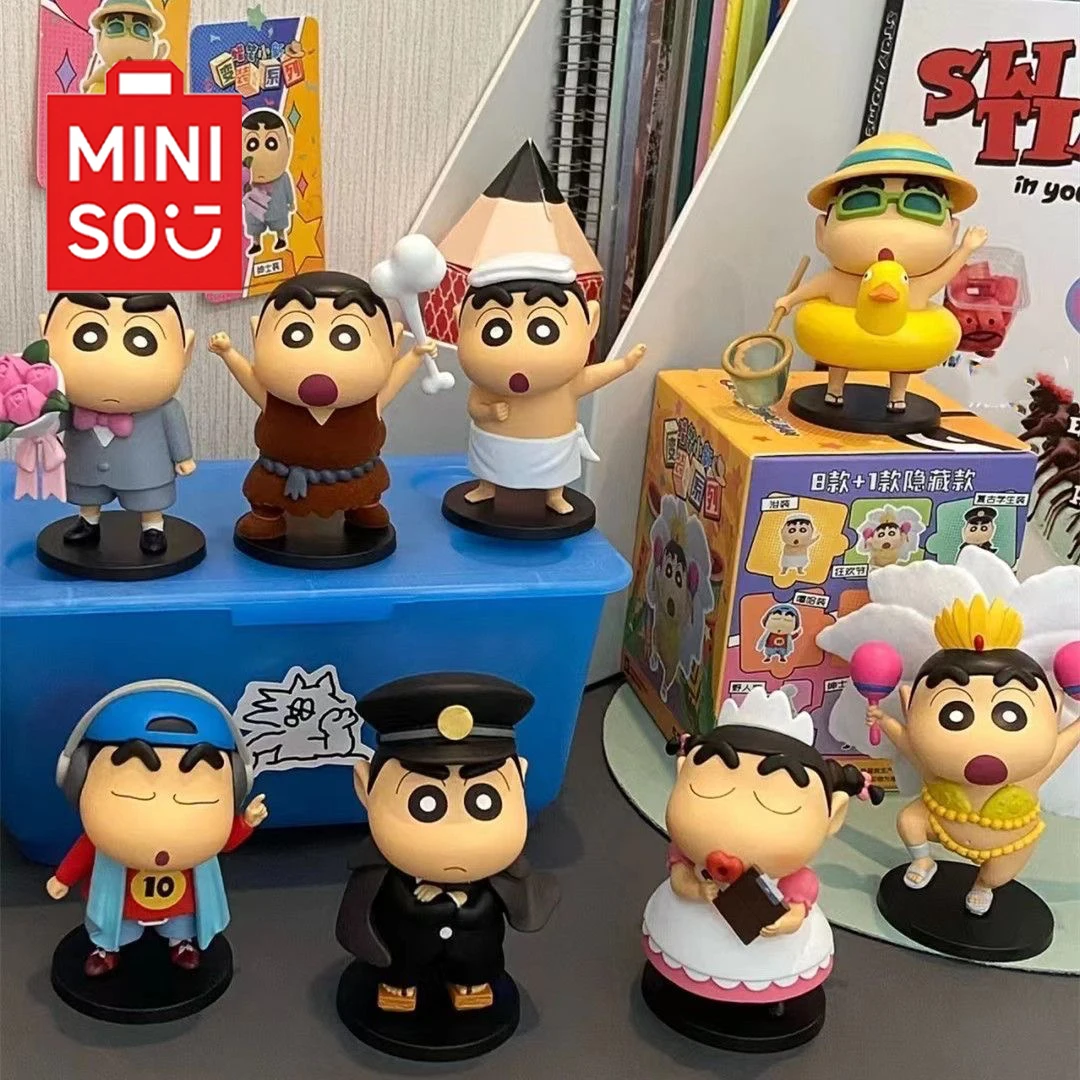 Miniso Crayon Shin chan cross dressing series กล่องตาบอดอุปกรณ์ต่อพ่วงอินเทรนด์ของเล่นตุ๊กตาเด็กคริสต์มาสของขวัญของเล่นแปลกใจ