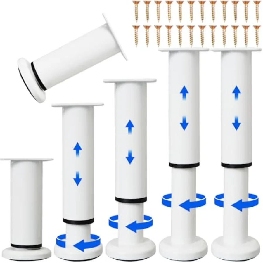

6 PCS Adjustable Furniture Couch Cabinet Legs 4.72-7.48 Inch Heavy Duty Adjustable Height Replacement Legs for Dresser/Sofa/Bed