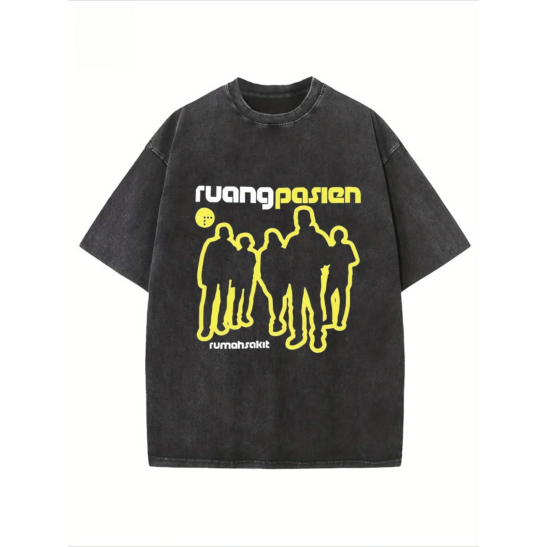 

Streetwear T-Shirt Unisex Washed Retro "RUANG PASIEN" Graphic Tee Indonesian Hospital Room Urban Style Cotton Top Gift