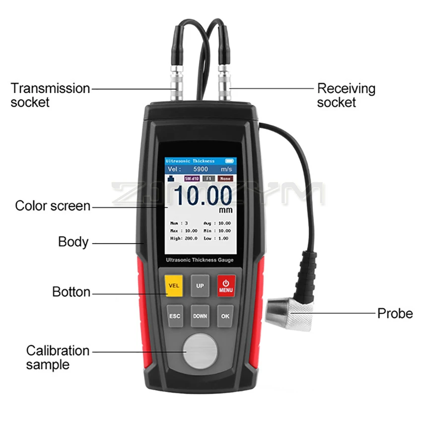 WT100A/130A ultradźwiękowy miernik grubości Tester cyfrowy miernik szerokości baterii miernik ultradźwiękowy