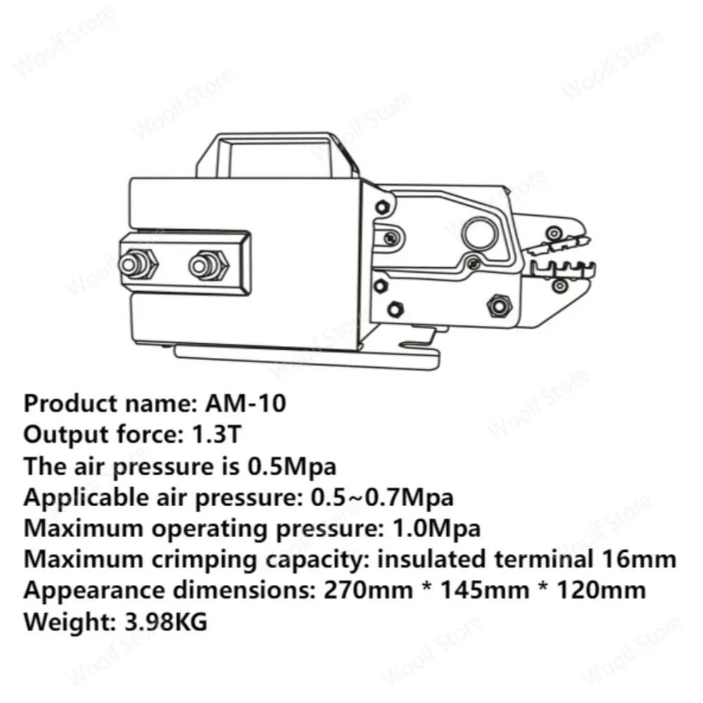 1.3T 0.5-0.7Mpa Pneumatic Terminal Crimping Machine Terminal Cold Pressing Terminal Crimping Pliers With 4 Jaws