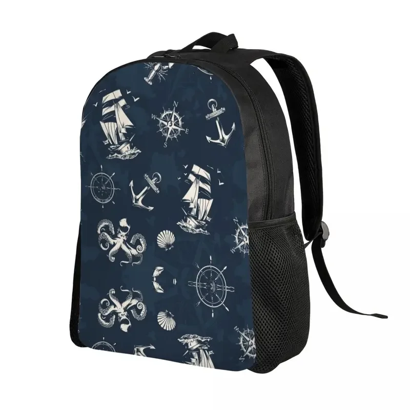 Vintage Nautical Symbol Backpacks for Women Men College School Student Bookbag Fits 15 Inch Laptop Sailor Anchor Compass Bags