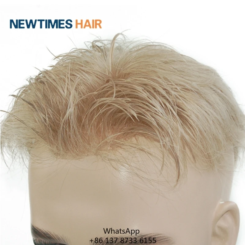Natural Ultra Thin Skin Men Toupee Vlooped Human Hair Toupee