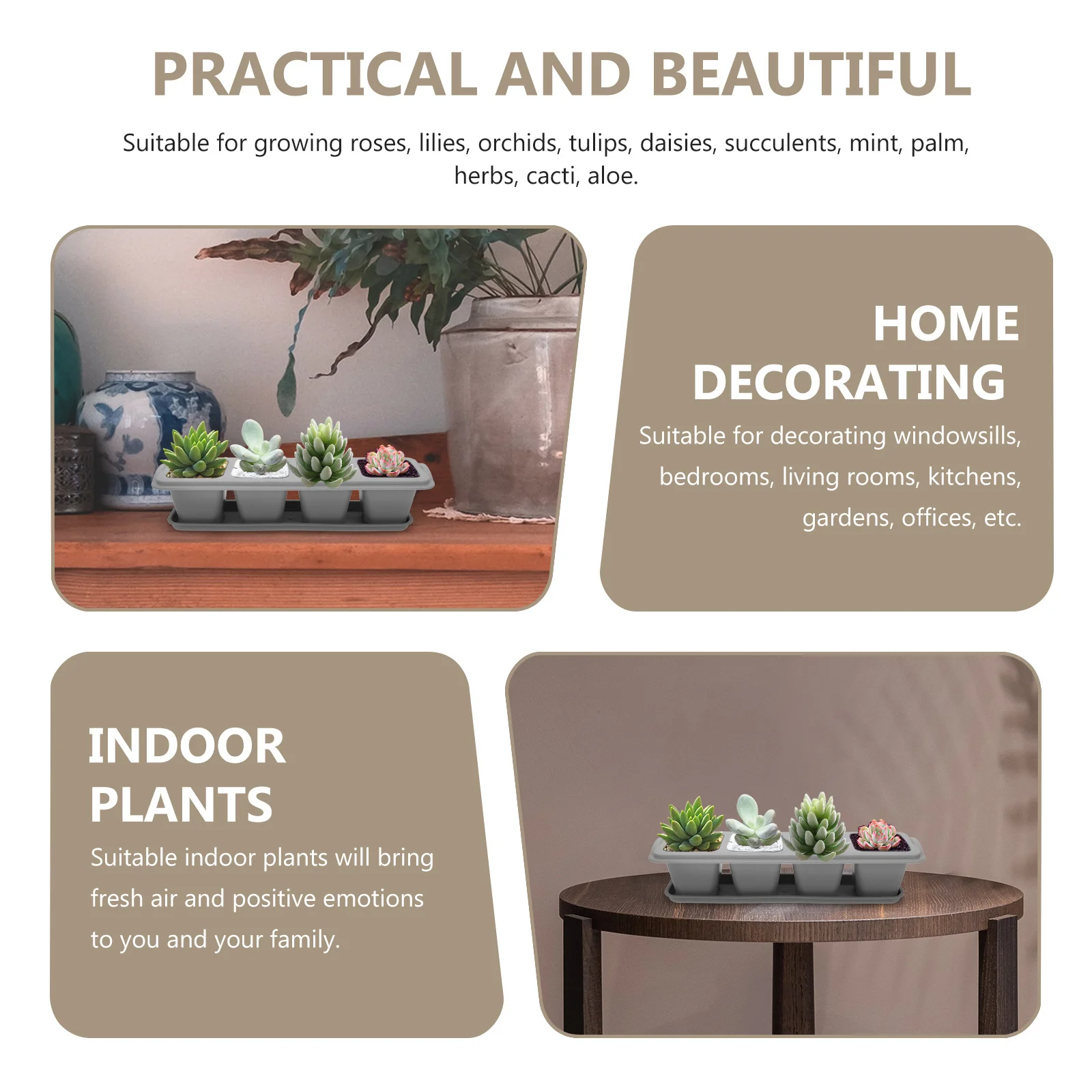 

2Pcs Mini Succulent Plastic Flower Pots Household Desktop Garden Plant Containers Plastic Succulent Flower Pot