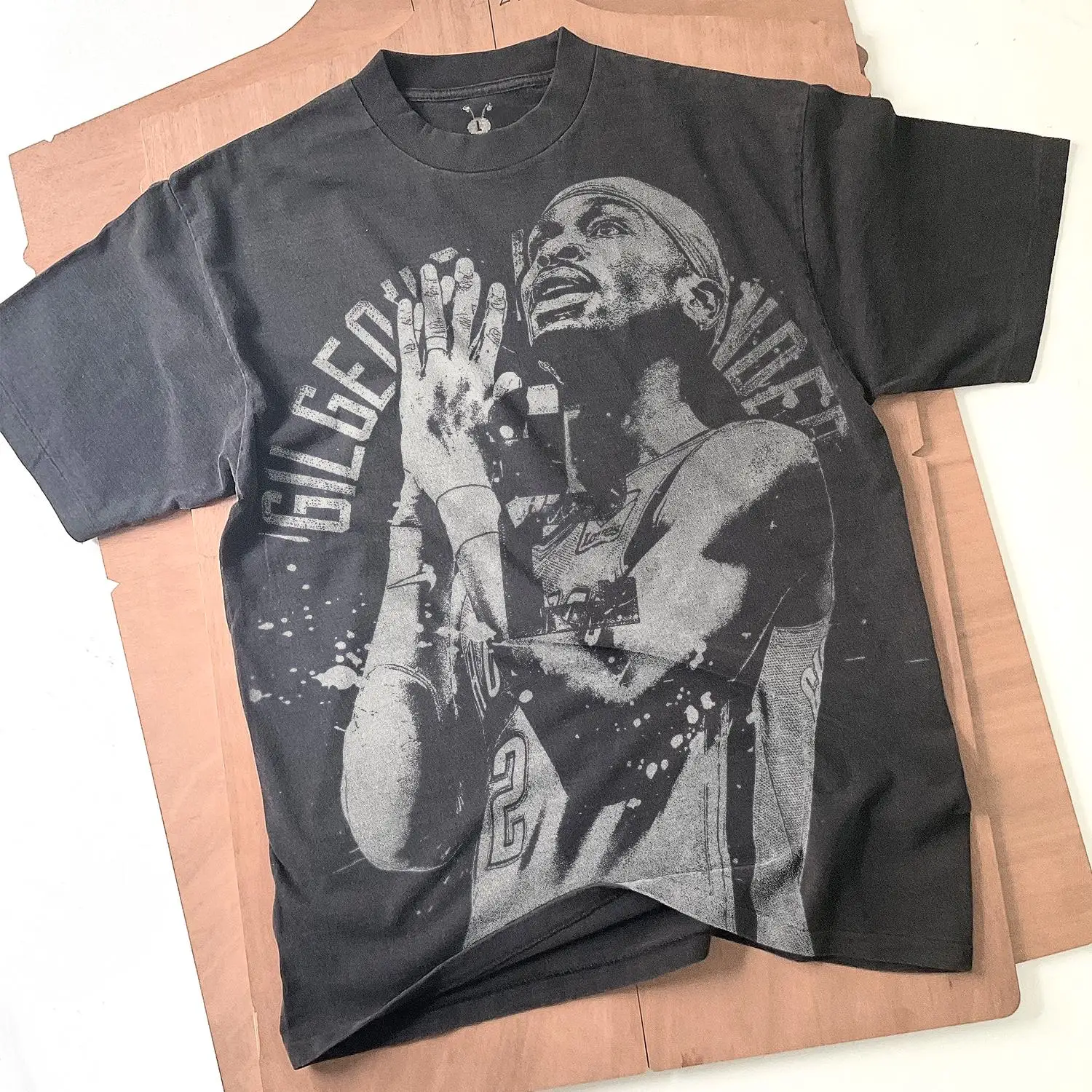 Shai Gilgeous-Alexander Bleached T-Shirt: Faded Black Cotton Unisex Basketball Tee