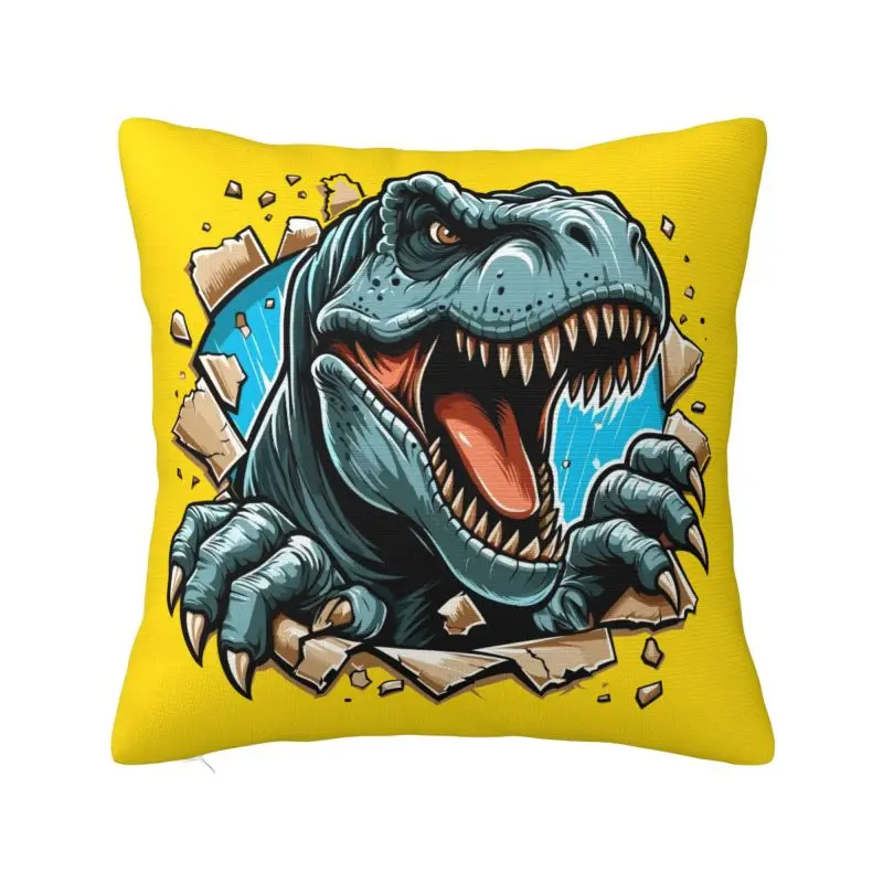 Wild T-rex Dinosaur Roars Throw Pillow Case Living Room Decoration Cute Cushions Cover For Sofa Car Square Polyester Pillowcase
