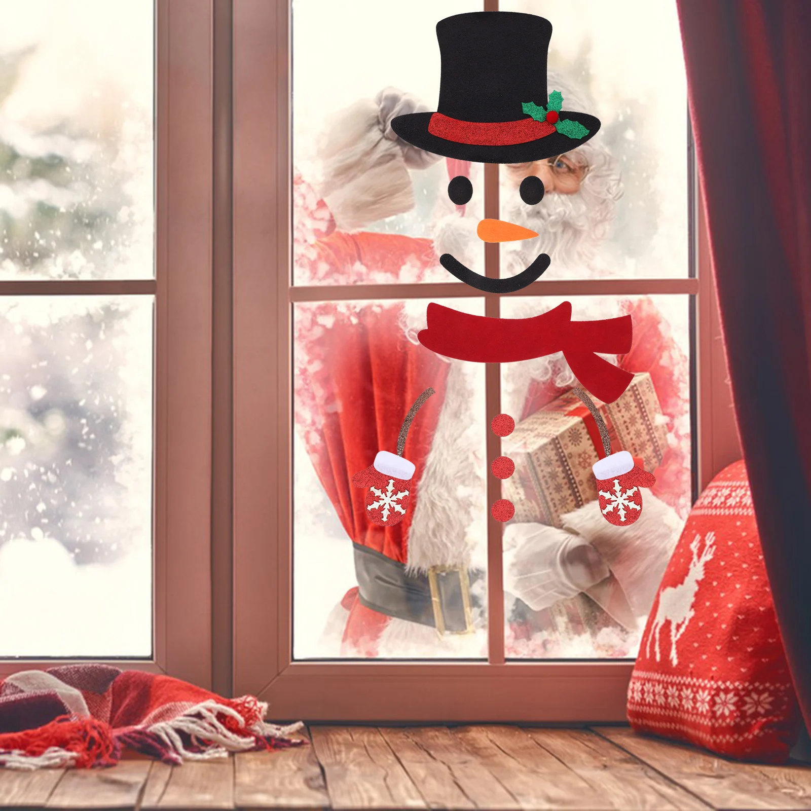 

1 Set Christmas Snowman Decorations Diy Wall Window Stickers Xmas Theme Decals Home Party Decor Adhesive For New Year Door Glass