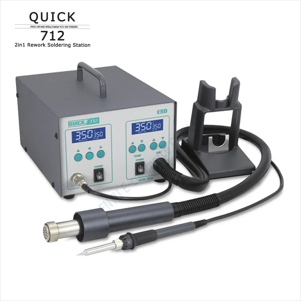 QUICK 712 2 In 1 Soldering station 861DW Hot Air Gun 1000W+203H Soldering Iron 90W Dual Digital Display Temperature Adjustable