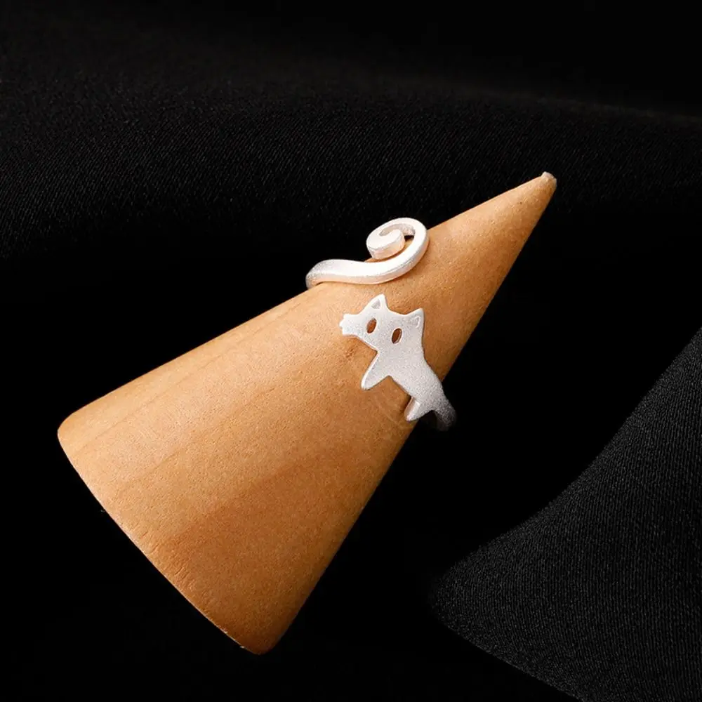 Korean Style Cat Ring Sweet Jewelry Accessories Finger Buckle Simple Open Ring Alloy Silver Color Gift