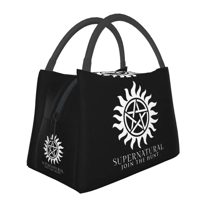 

Custom Supernatural Anti Possession Symbol Lunch Bag Women Warm Cooler Insulated Lunch Boxes for Picnic Camping Work Travel