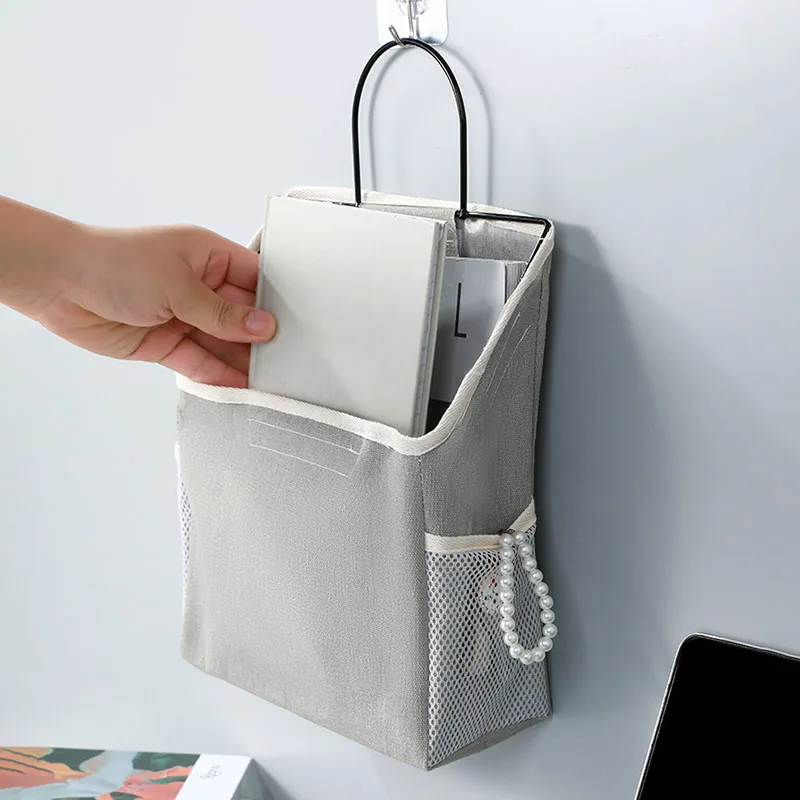 Dormitory Large Capacity Hanging Clothing Storage Bag and Storage Bag Cotton Linen Cloth Book Sundries Wall Hanging Storage Bag