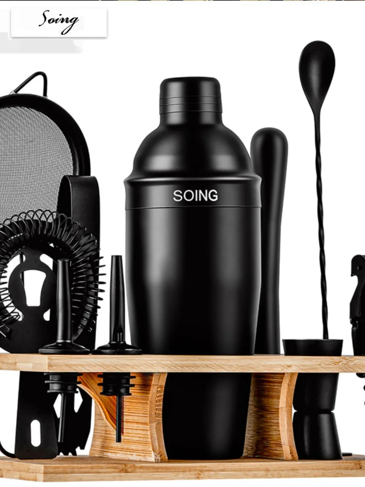 مجموعة نادل SOING 304 وعاء ثلج من الفولاذ المقاوم للصدأ كوب ثلج أمريكي مع إطار خشبي أداة نادل على مستوى الدخول #2