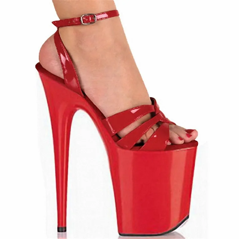 

8 inch high heel platform open toe shoe, sexy red bride wedding shoe 20 cm ultra-stiletto sandals