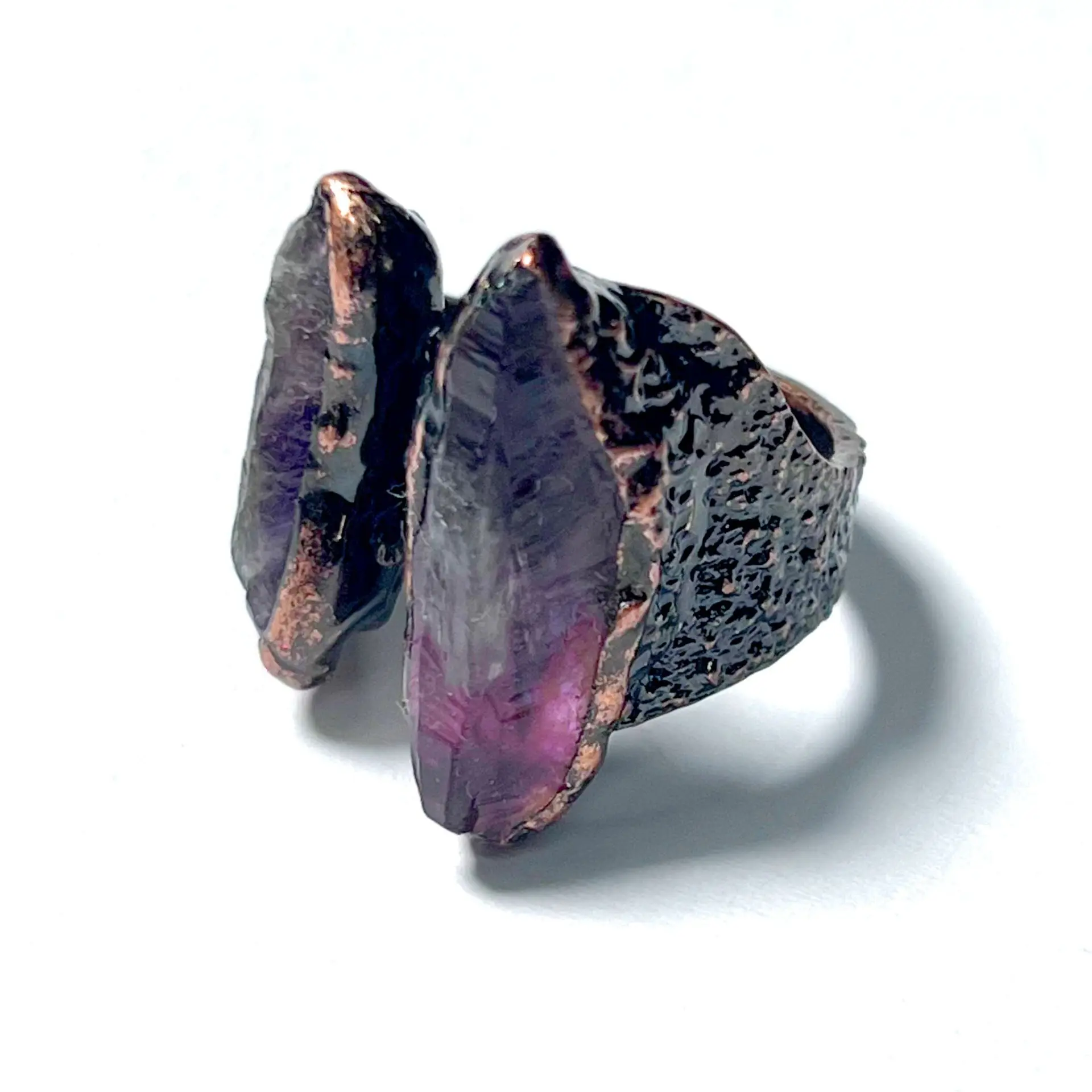 YEEVAA Vintage Amethyst Raw Stone Ring-Handmade Adjustable Healing Crystal Jewelry for Women,Spiritual Gift for Party Favor