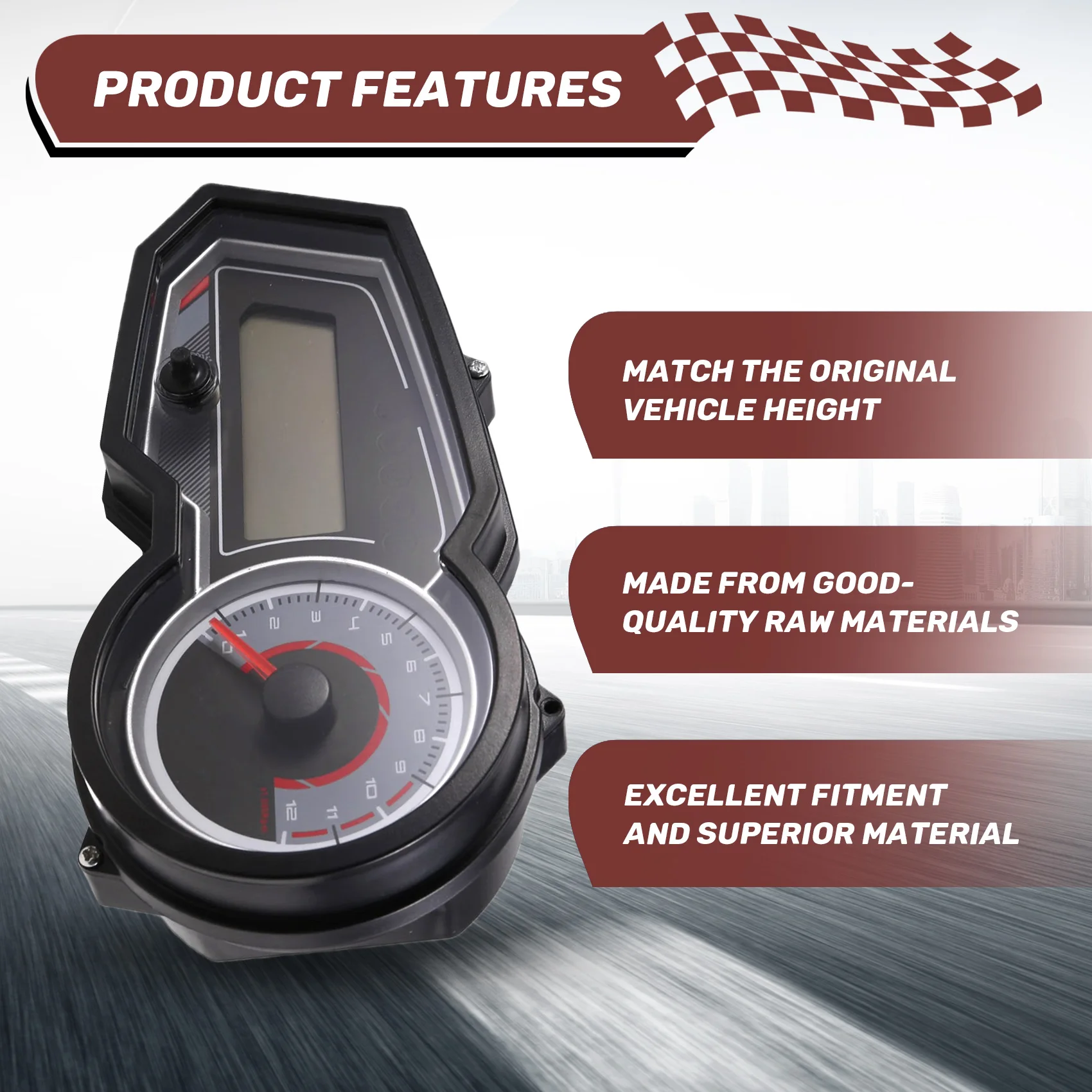 

AS57-ЖК-цифровой счетчик для мотоцикла, спидометр, одометр, тахометр для Piaggio Robinson 125,