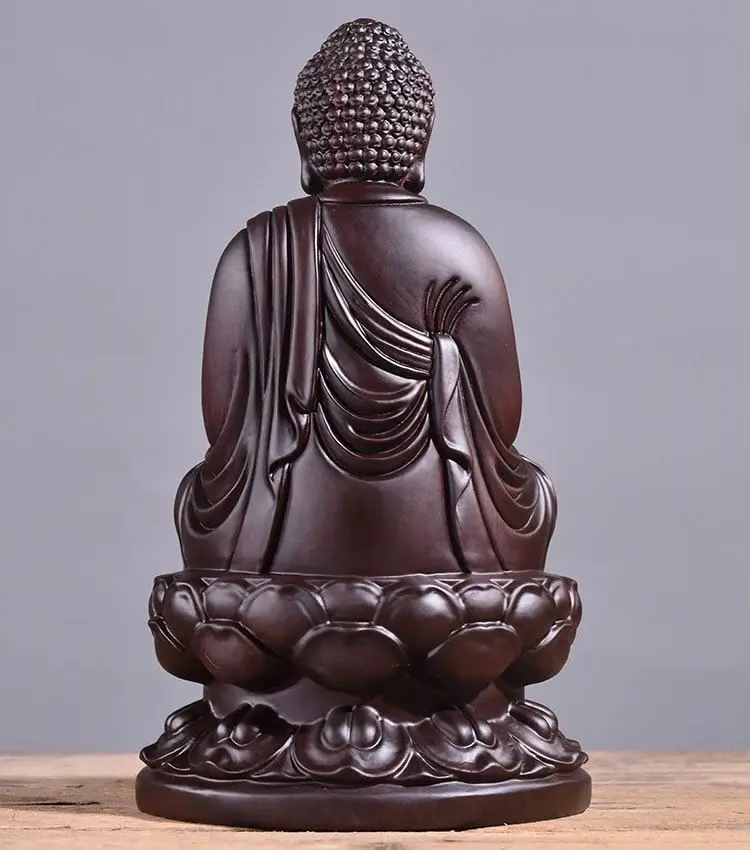 6inch dřevěný shakyamuni sochu světlice barvířská celistvý dřevo černá santalové dřevěný buddhy sochu domácí feng shui dekorace