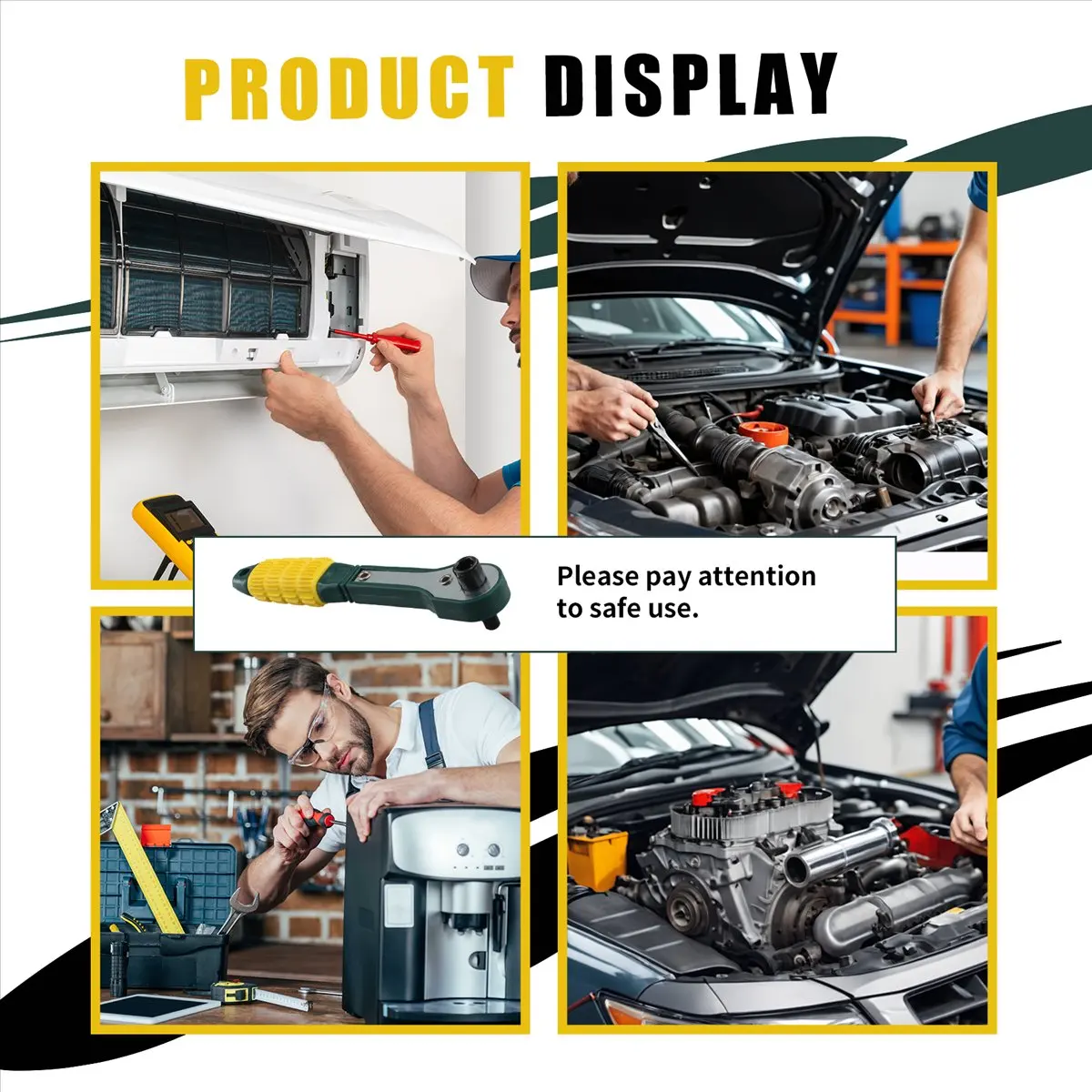 DT38 Mini 1/4 Head Screwdriver Pole 6.35mm Inner Hexagon Ratchet Socket Wrench with Dual-head Home Tool Accessory