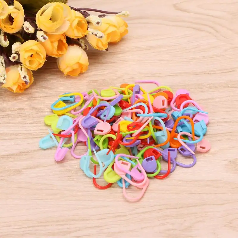 20/100Pcs Colorful Knitting Stitch Markers Crochet Locking Tool Craft Ring Holder