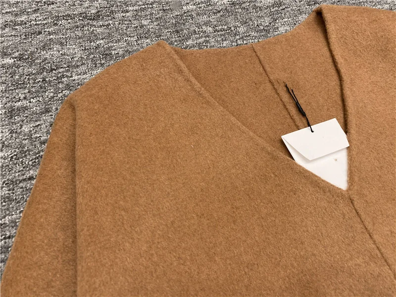 

Dave&Di Nordic Minimalist V-neck Elegant 90% Wool+10% Cashmere Sweater Pullover Tops Winter Women's Jacket Woman Clothes