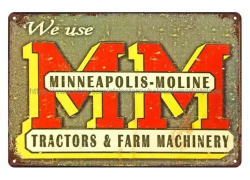 outdoor home decor MINNEAPOLIS - MOLINE TRACTORS metal tin sign