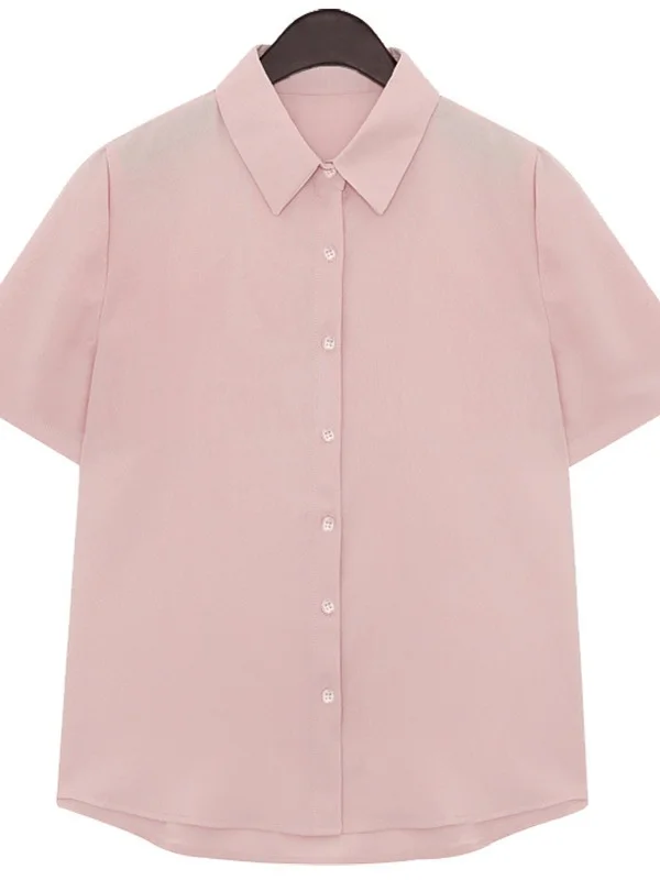 

Loose ort Sve Button up irt for Women Street Sle Slim Fit Thin Material Pure Color Casual irt for Ladies
