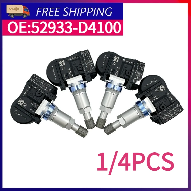 

1/4pcs 52933-D4100 433MHz TPMS Sensor For Hyundai Elantra Grandeur IONIQ KONA I30 FASTBACK Tire Pressure Monitor System
