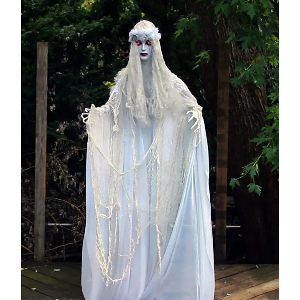 Halloween Outdoor Decorations Battery Operated Indoor or Covered Outdoor Halloween Decorations, Creepy Halloween  Standing Lady