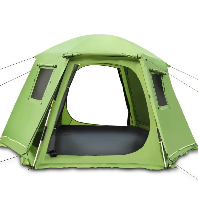 

Hexagonal outdoor double-layer fully automatic 3-4 people 5-8 people tent sun protection free quick-opening tent camping tourism