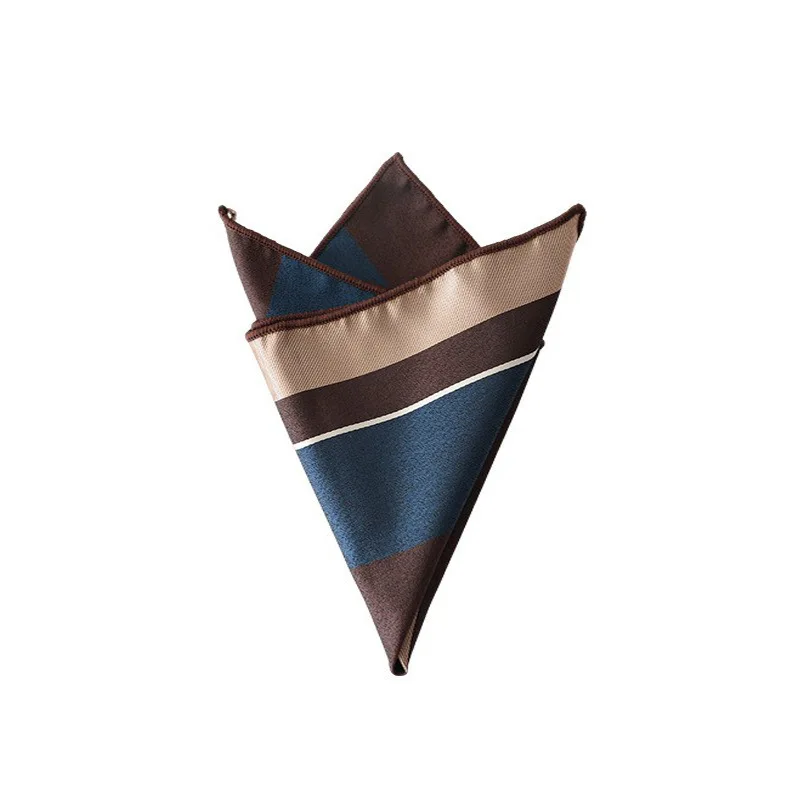 23cm nueva moda a rayas a cuadros bolsillo cuadrado de poliéster Jacquard Floral pañuelo blanco traje bolsillo toalla pañuelo de boda