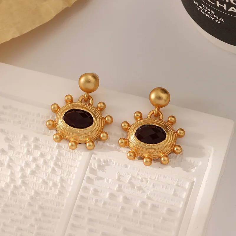 Trendy Jewelry 925 Silver Needle Matte Gold Color Earrings Vintage Temperament High Quality Metal Star Earrings For Women Gift