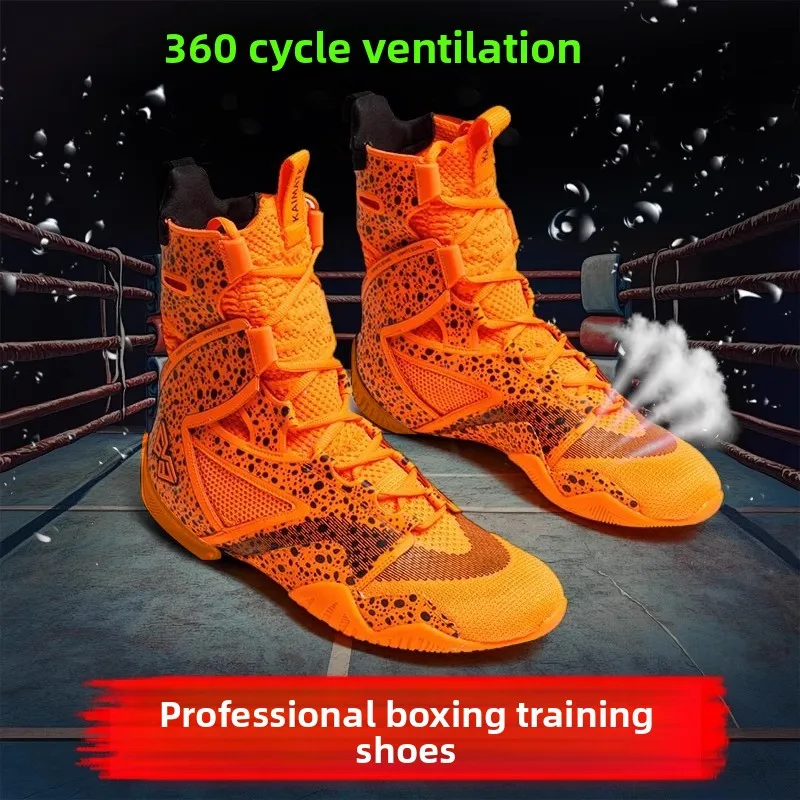 Professional Fighting Shoes High-top Boots, Mesh Breathable Sanda Training Free Fighting Boxing Boots