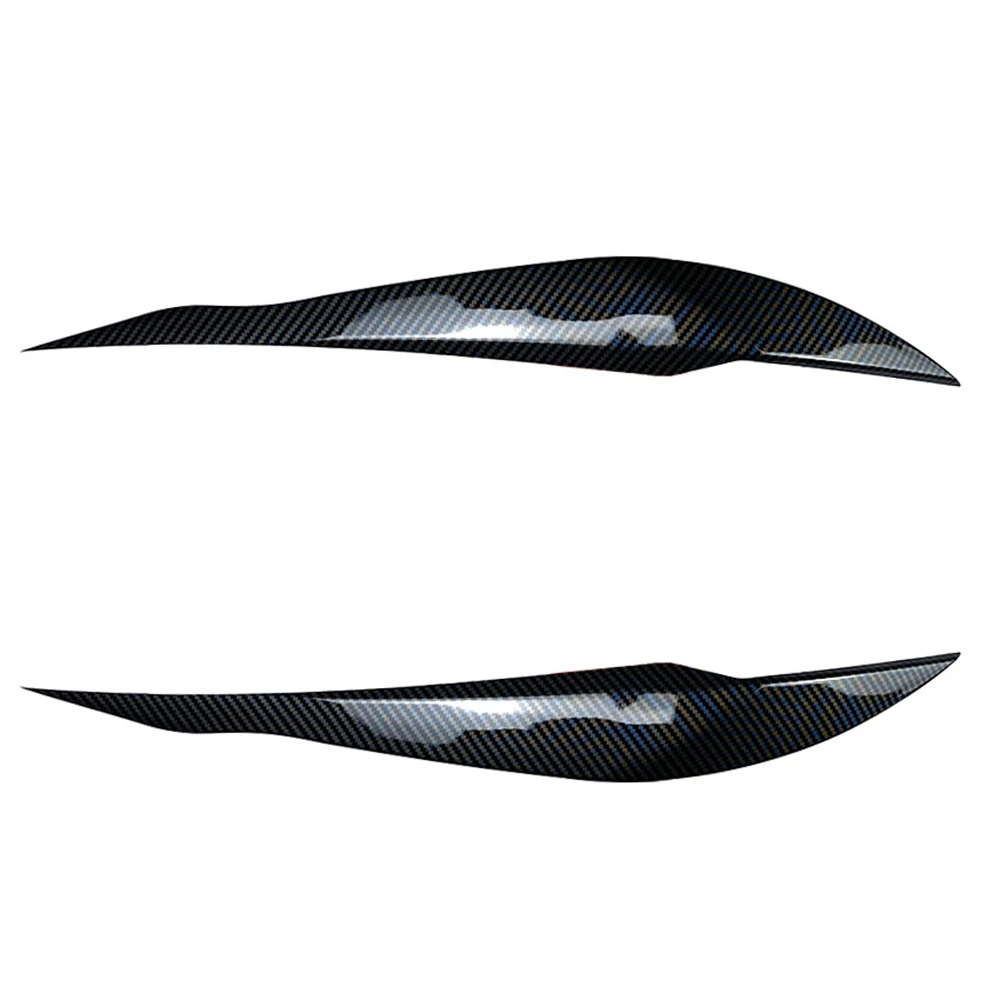 2Pcs Carbon Fiber Front Plated Headlight Cover Head Light Lamp Eyelid Eyebrow Trim ABS for - F30 F35