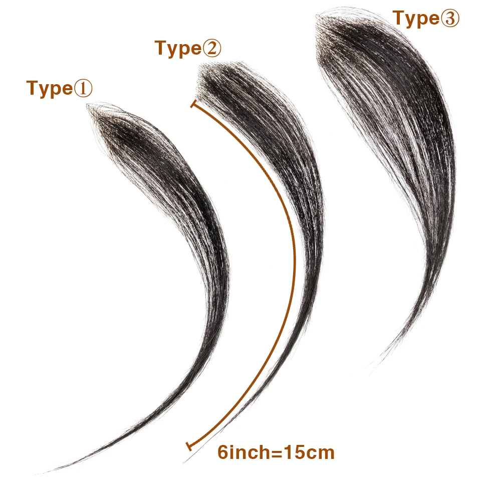 TESS 6inch Men Toupee Hairline Front Human Hair Natural Hair Male PU Hairpiece 2pcs Hair Patch For Hair Loss Invisible Extension
