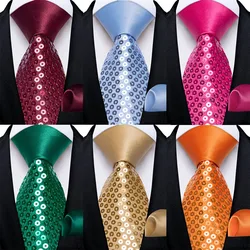 Sequins Glitter Solid Ties for Stage Performence Custome 8cm Wide Shinning Necktie with Handkerchief Party Prom Men Accessories