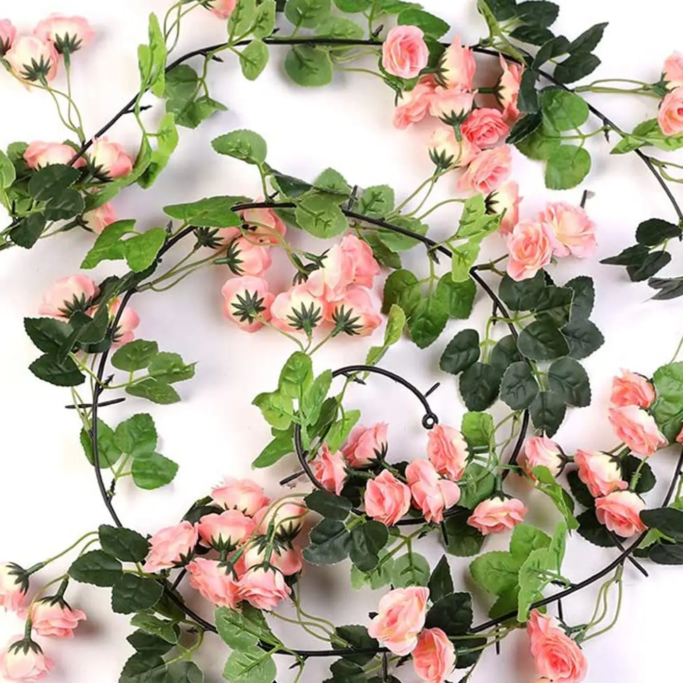 180Cm 69 Heads Rose Artificial Flower Garland Wedding Wreath Festival Home Room Decoration Garden Arch Decor DIY Fake Leaf Vine