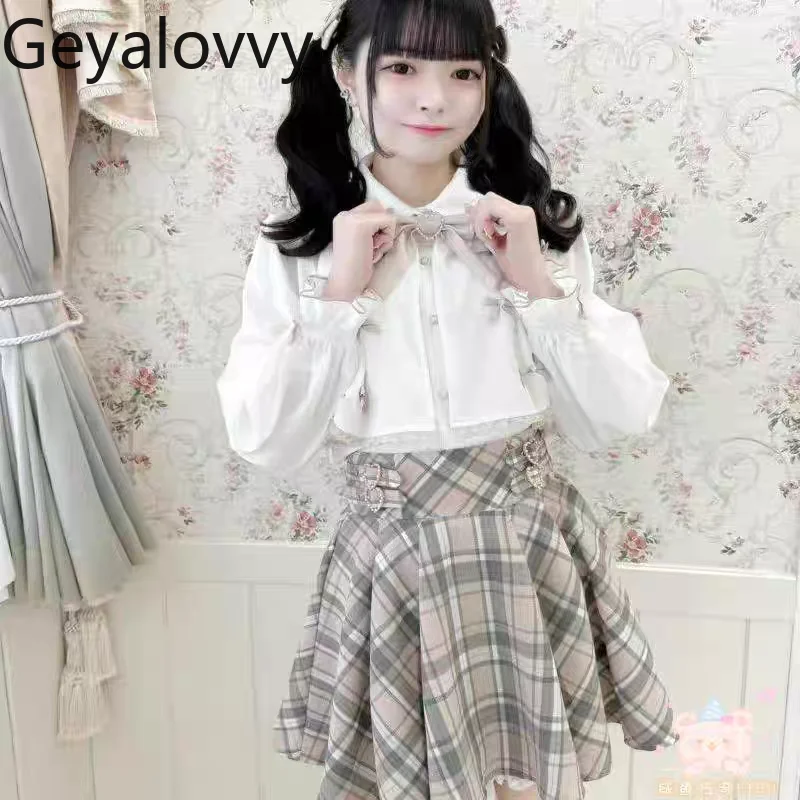 

Rojita, новая милая шаль в японском стиле, маленькая накидка, топ с бантом, кружевной воротник с рюшами, универсальная рубашка с длинными рукавами