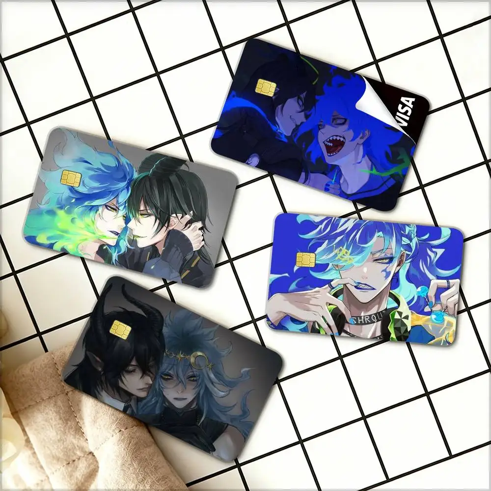 T-Twisted Wonderland Malleus Idia  Waterproof Film Skin Cover Credit Card Stickers Debit Front Bank Bus Pass