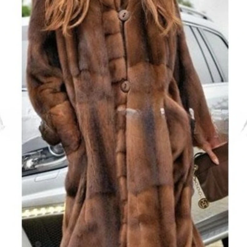 Female Autumn Winter Tops Coat Faux Fur Girdling Lapel Retro Simple Loose Comfortable Leisure Fashion Senior Minority Versatile