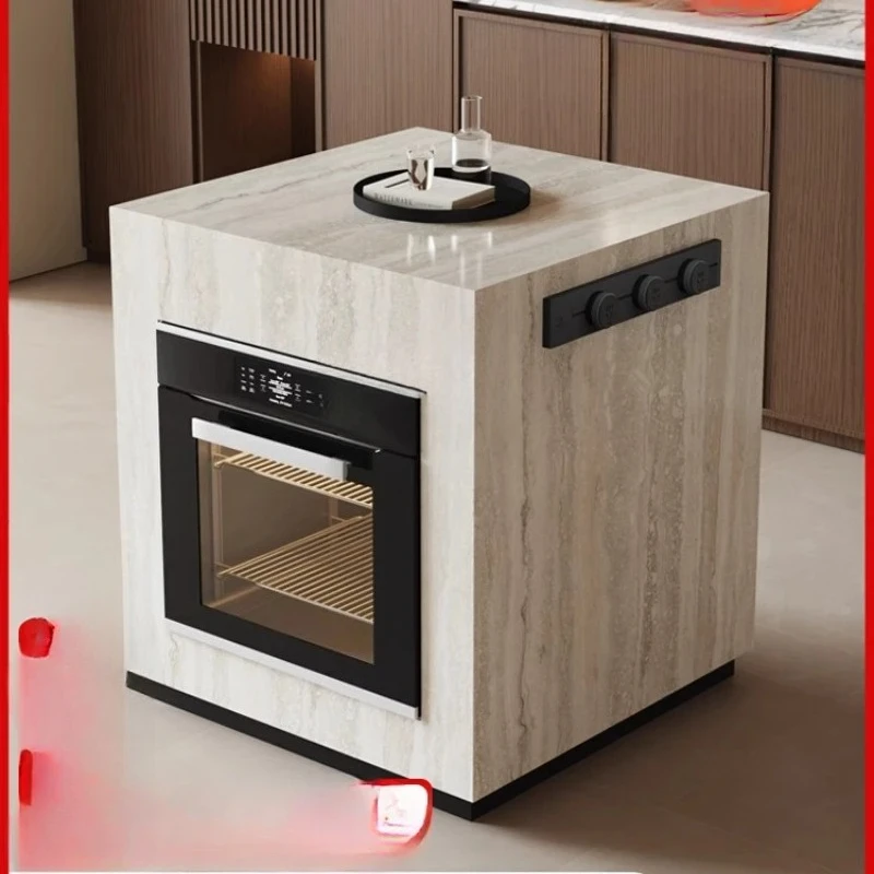 

Островный шкаф можно перемещать отдельно, кухонный стол из травертиновой каменной плиты в средневековом стиле, падающий шкаф