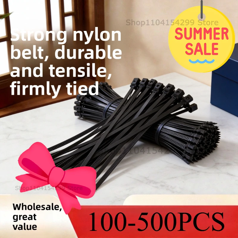 Cable Strap Black Cable Binder Resealable Cable Tie Multi Functional Self-Locking Cables Organizer for Workshop Household Wiring