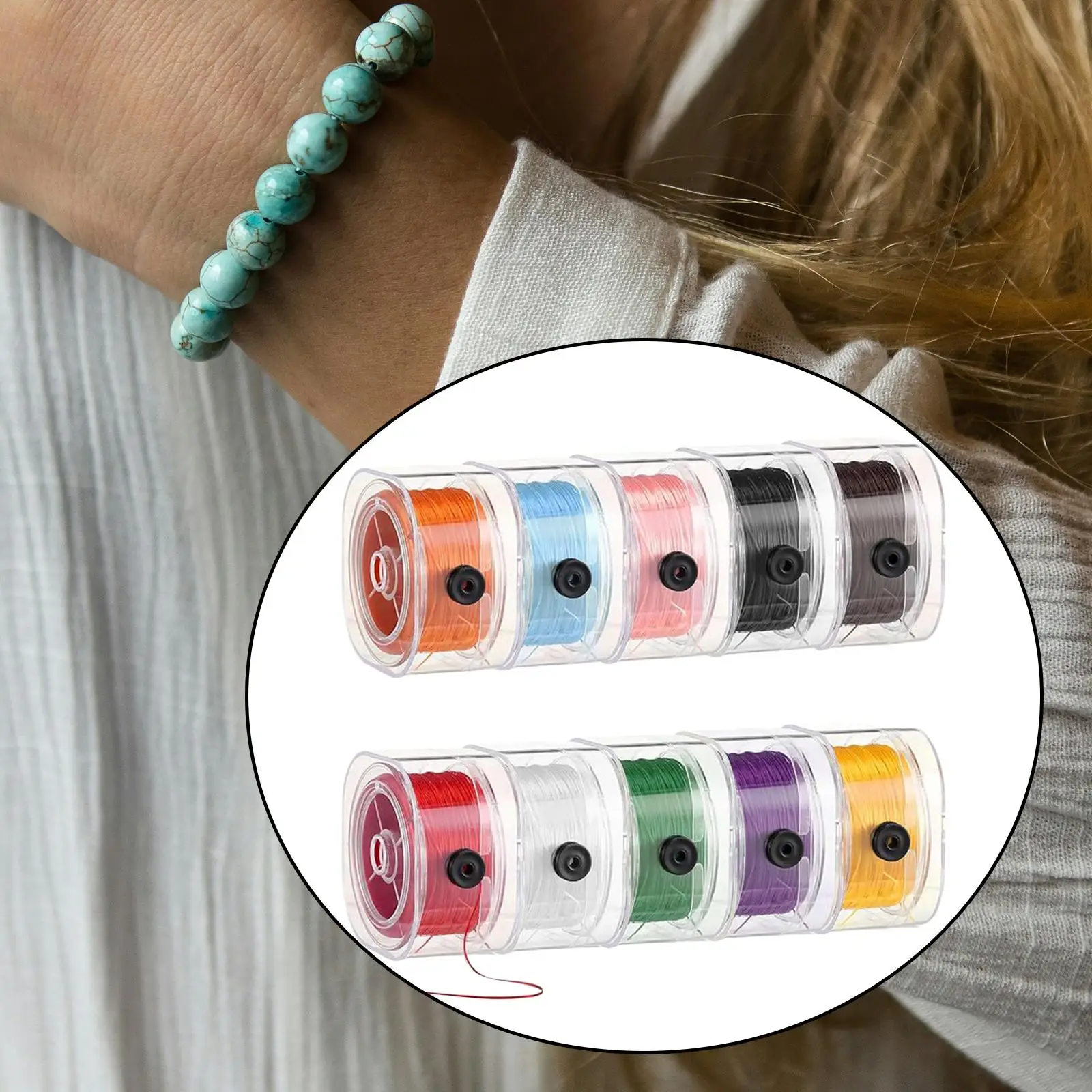 Elastic String para Pulseiras, Cabos Beading, Portátil, 10x0.8mm